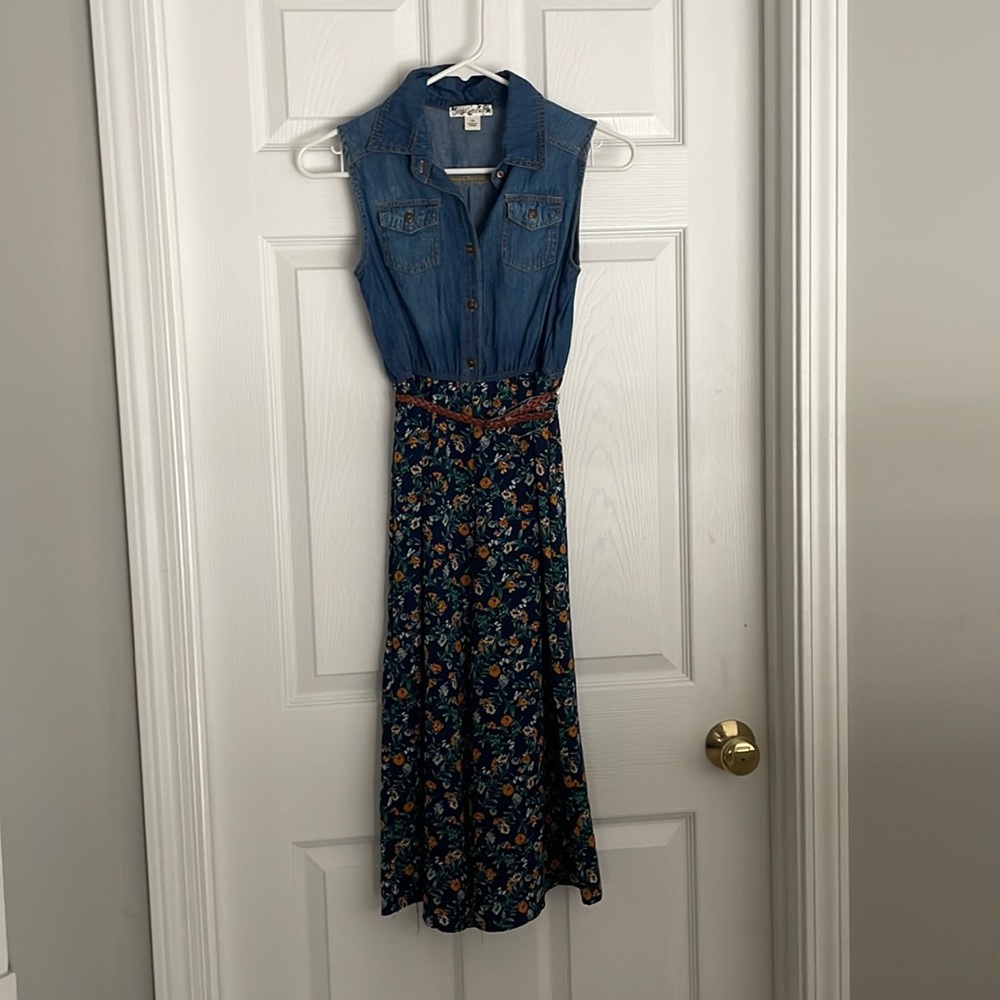 Knitworks floral/denim dress: Size 12